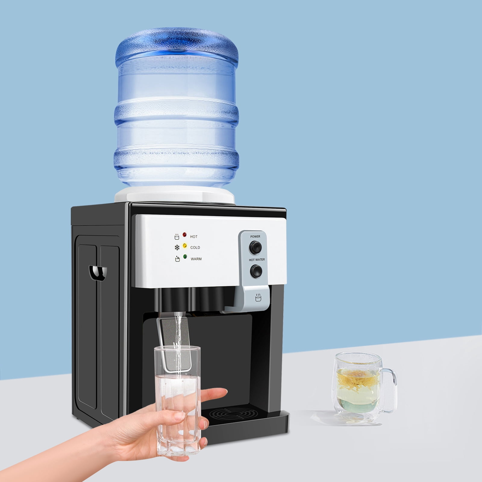 Fixartoo Hot & Cold Water Dispenser,Desktop Top Load Water Cooler with 1.1 to 5 Gallon Compatible,500W 110V for Home/Office/Dormitory Use