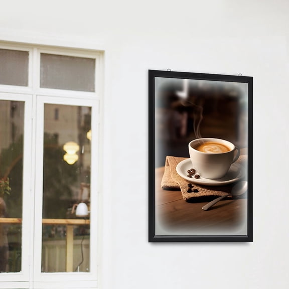 Fixartoo LED Poster Frame 23.6" x 35.8",Wall Mount Light Box for Advertising Display,with 2000 Lux Brightness,Front-Opening Design,For Retail Store Art Gallery -Black