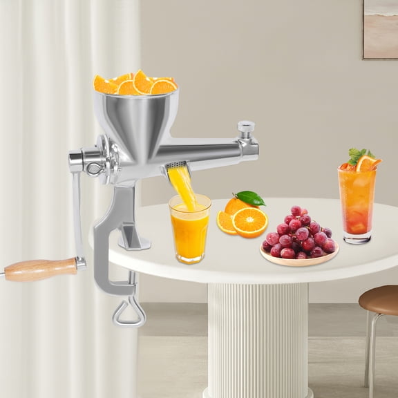 Fixartoo Manual Juice Squeezer  Stainless Steel Hand Press Juicer with C-Clamp, Strainer & Juice Cup, Efficient for Fruits & Vegetables  Ideal for Home & Commercial Use