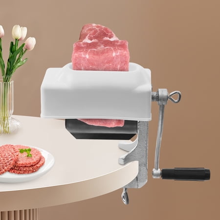 Fixartoo Manual Meat Tenderizer Machine,Hand Crank Meat Cuber Roller for Beef Pork Chicken, Adjustable Fixer for Desktop, Silver