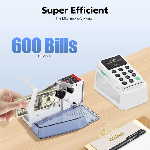 Fixartoo Money Counting Machine 600 Bills/Min,Portable Currency Counting Machine with LED Display, Batch & Accumulation Modes,for Home Office Store