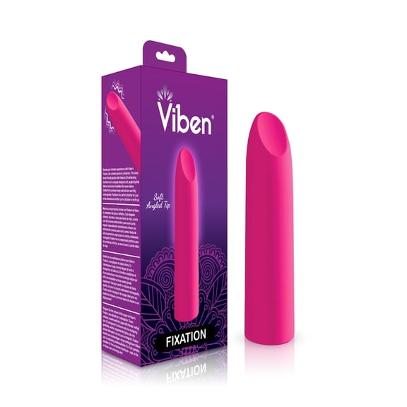 Viben Fixation Rechargeable Waterproof Silicone Lipstick Bullet Vibrator, Hot Pink