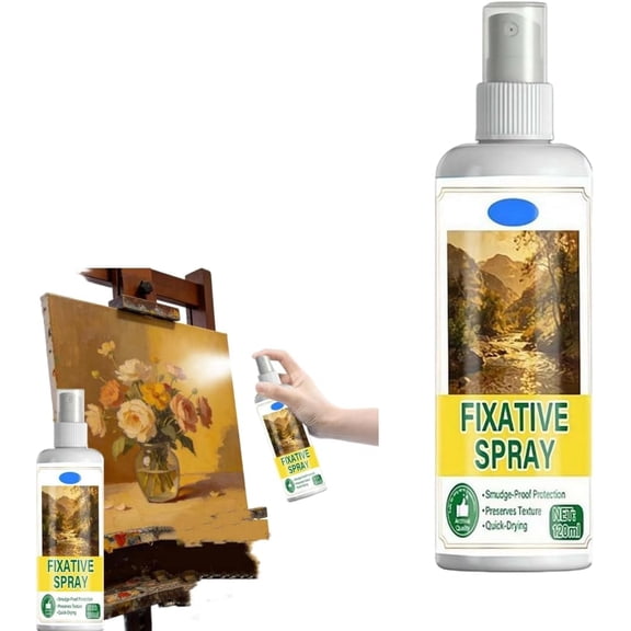 Quick Fixative Spray, Quick Drying Smudge-Proof Transparent Coating, Workable Fixative for Charcoal Pastel Pencil Drawings, 100ml(Q)