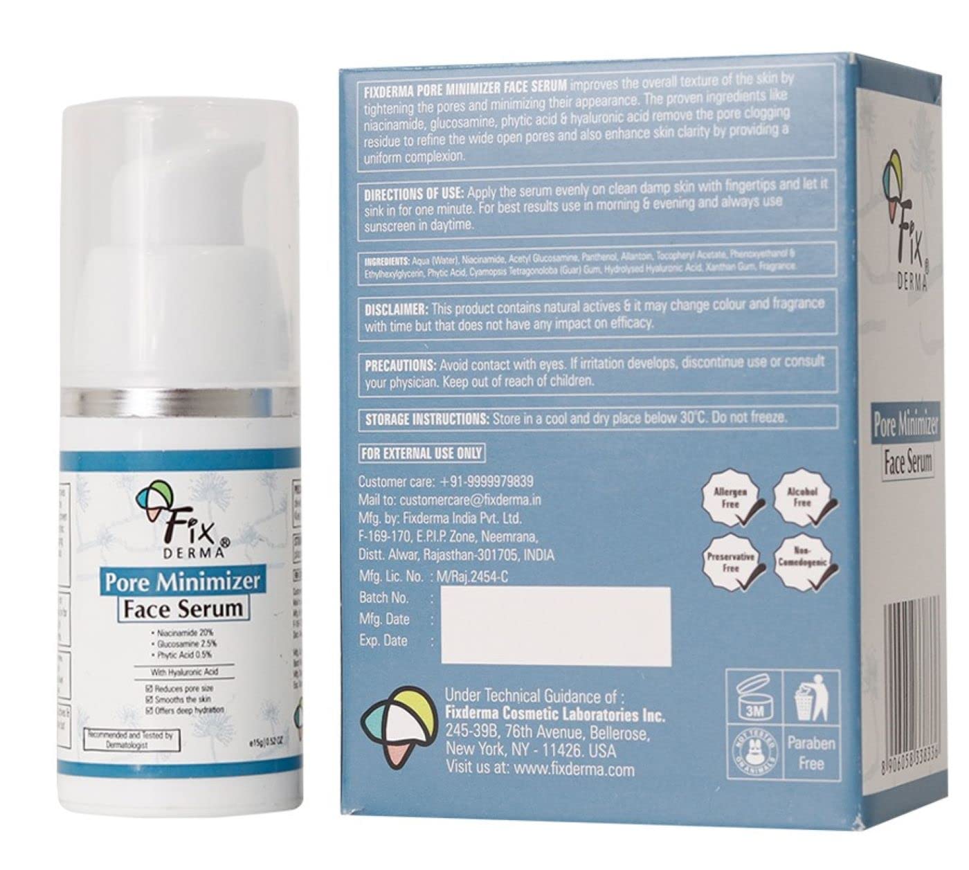 Fixderma 20 Niacinamide Serum for Face for Pore Minimizer with 2.5