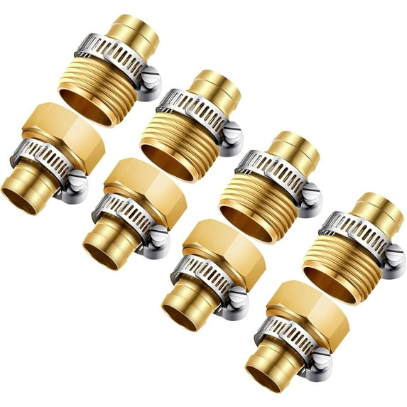 Fixdono 4 Pack Garden Hose Repair Kit, Garden Hose Repair Connector with Stainless Steel Clamps, Fit for 5/8" Hose Fitting