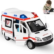 Fixdono Ambulance Toy Car with Light & Siren Sound Effects, Rescue Vehicle Toy for Boys Age 3 and up