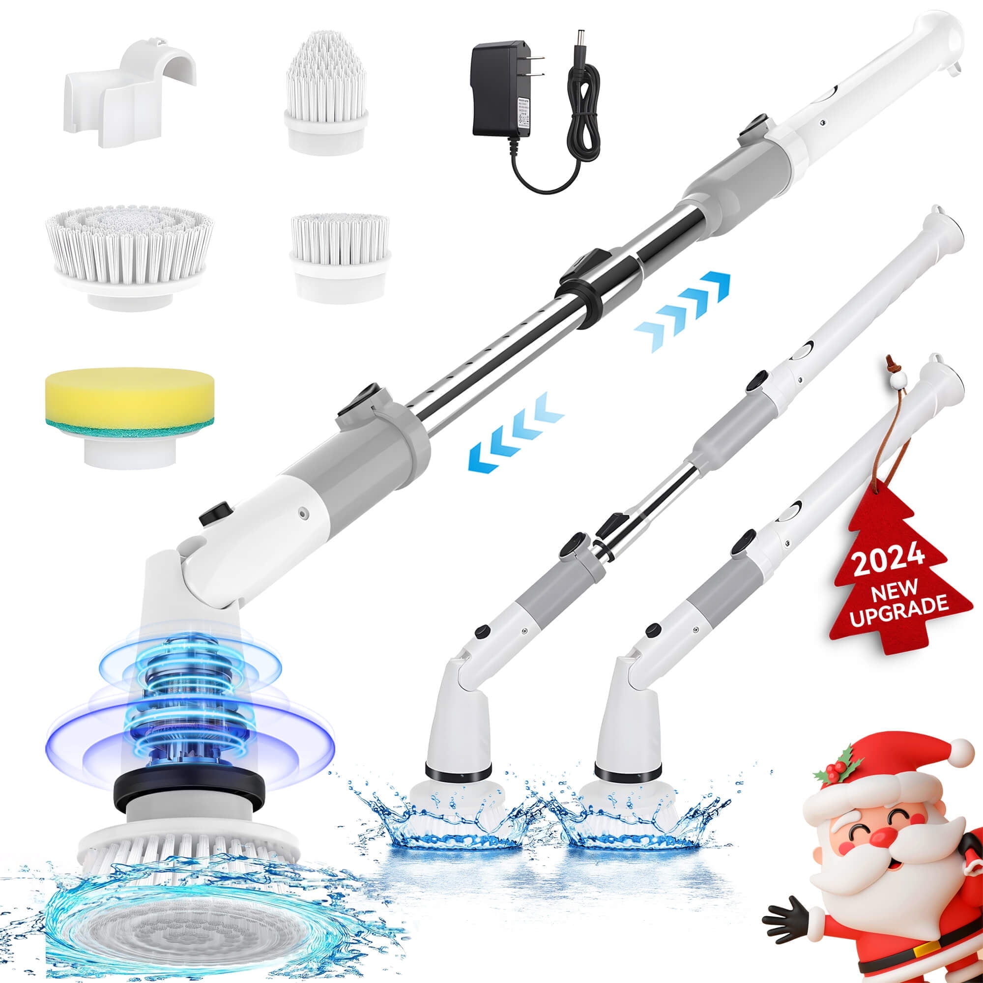 Fixdono Electric Spin Scrubber, Cordless Cleaning Brush, Power Shower Scrubber with Long Handle