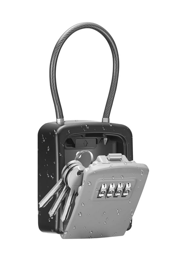 Key Lock Box, Portable Combination Lockbox Wall-Mounted Key Storage Box, Resettable Code Safe Security Lock Box for Home, Office, Apartment