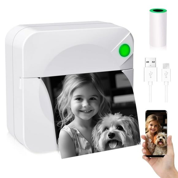 Fixdono Mini Photo Printer, Portable Pocket Thermal Printer with 1 Rolls Paper for iOS Android