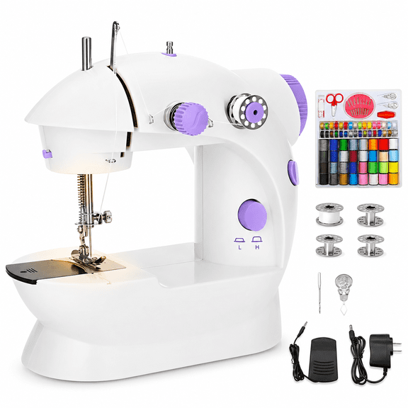 Fixdono Mini Sewing Machine for Beginner, 111-Piece Portable Sewing Machine 7.48"L x 3.93"W x 7.87"H