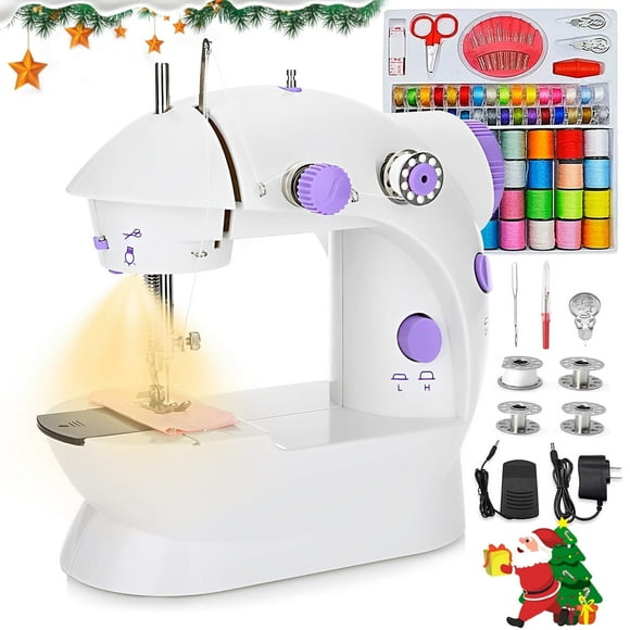 Fixdono Mini Sewing Machine for Beginners, 111-Piece Portable Sewing Machine, Dual Speed Sewing Kit for Household, Travel