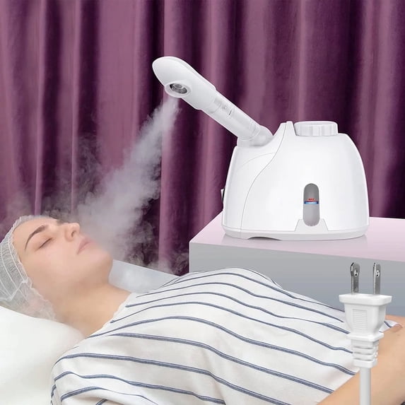 Fixdono Portable Facial Steamer White Nano Ionic Face Steamer with 180 degree Rotatable Sprayer for SPA