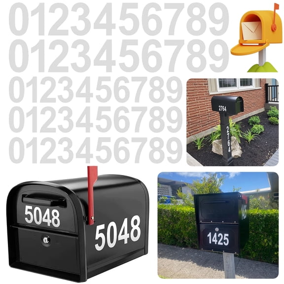 Fixdono Reflective Mailbox Numbers for Outside, 5 Sets Waterproof Mailbox Numbers Stickers for Mailbox, Door, Garbage Bins, Self Adhesive