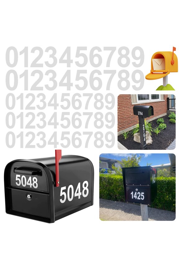 Reflective Mailbox Numbers for Outside, 5 Sets Waterproof Mailbox Numbers Stickers for Mailbox, Door, Garbage Bins, Self Adhesive