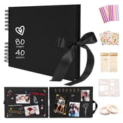 Fixdono Scrapbook Photo Album with 80 Pages, DIY Photo Album Scrapbook for Wedding, Anniversary, Birthday, Travel, Friends, Baby, 11.4 x 8.4