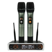 Fixdono Wireless Microphone System, Dual Handheld Cordless Dynamic Microphones for Singing Karaoke, Speaker, Conferences, Wedding, Church, 328 ft