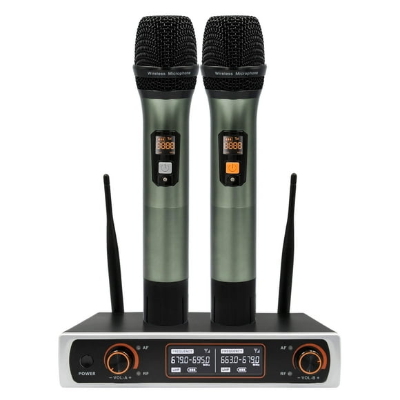 Fixdono Wireless Microphone System, Dual Handheld Cordless Dynamic Microphones for Singing Karaoke, Speaker, Conferences, Wedding, Church, 328 ft