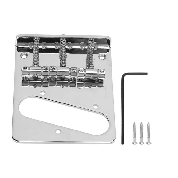 Fixed 3 Saddles Electric Guitar Bridge Metal String Tailpiece Replacement with Mounting Screws