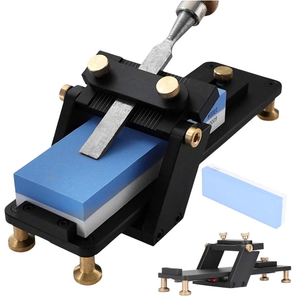 Fixed Angle Chisel Sharpening Jig, Whetstone Sharpener Kit with Dual-Grit Stone (1000/6000), Adjustable Angle Guide for Woodworking Carving Chisels, Planer Blades, Knives