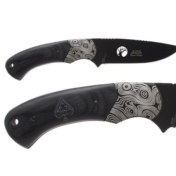 Fixed Blade Elk Ridge Hunting Knife 8.3" Engraved by NDZ Performance - Ace of Spades