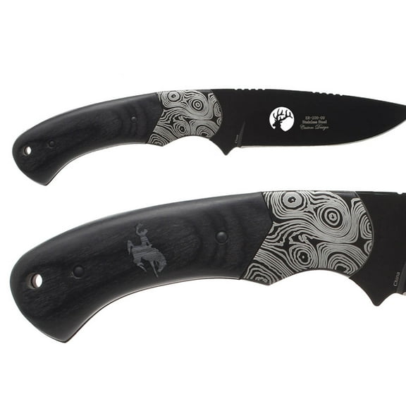 Fixed Blade Elk Ridge Hunting Knife 8.3" Engraved by NDZ Performance - Bucking Bronco 1