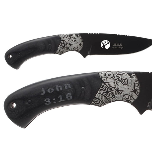 Fixed Blade Elk Ridge Hunting Knife 8.3" Engraved by NDZ Performance - John 3:16