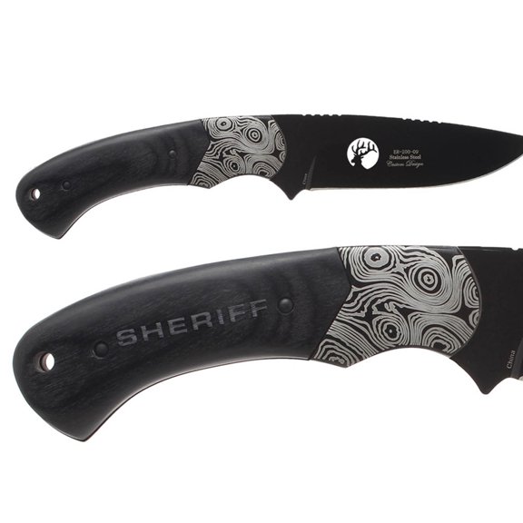 Fixed Blade Elk Ridge Hunting Knife 8.3" Engraved by NDZ Performance - Sheriff Text
