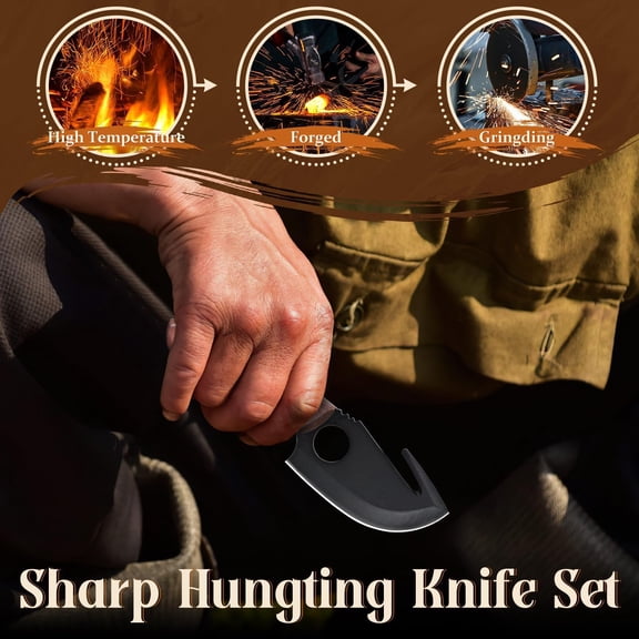 Fixed Blade Hunting Knife Set with Sheath for Outdoor Use