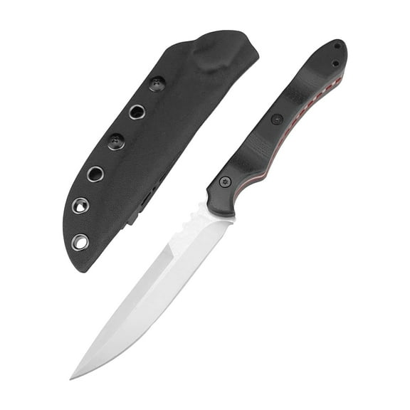 Sheathed Camping Knife, Low Temperature D2 Blade Steel and Durable G10 Handle, Outdoor Knife for Wilderness Adventure, Camping and Survival