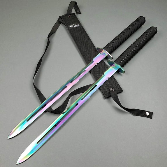 Fixed Blade Machetes Set. Spear Stainless Steel Blade. for Camping, Hunting, Outdoor Activit Use, Collection, Gift (Rainbow)