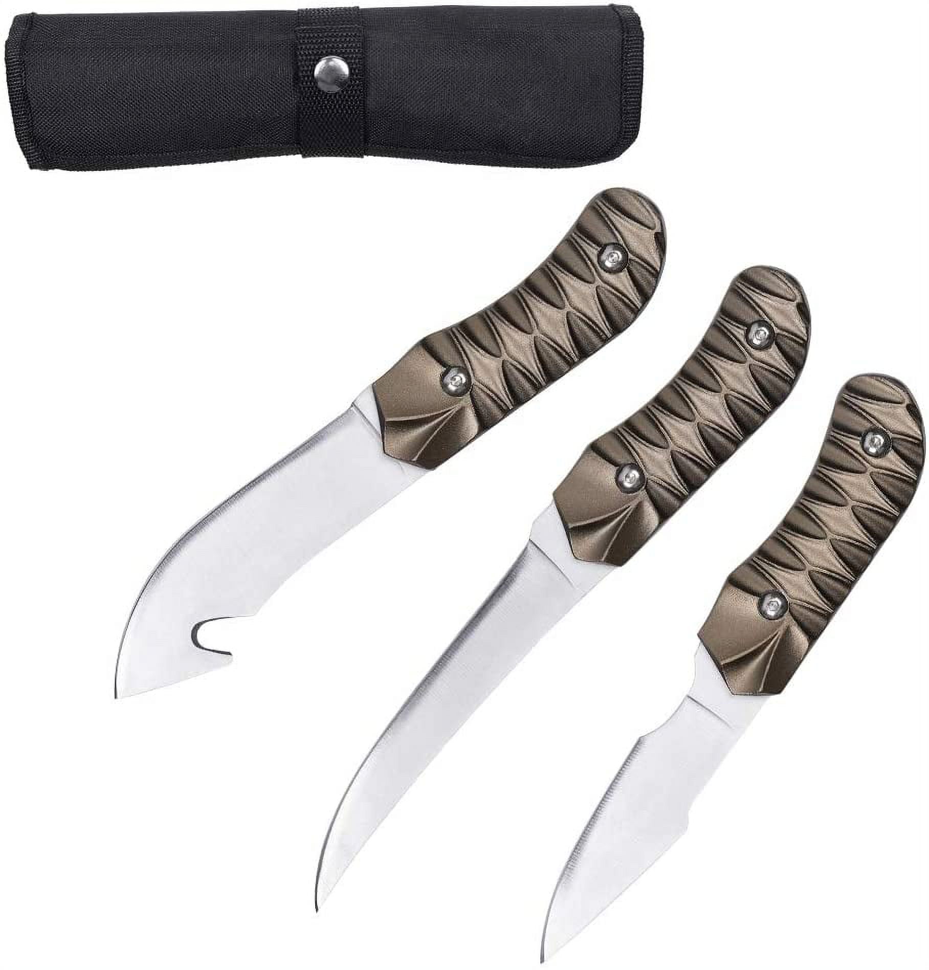 Fixed Blade Outdoor Knives, Set of 3 Camping Hunting Knife with Sheath