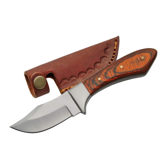 Rite Edge 7.25-Inch Heritage Skinner Fixed Blade Knife Handcrafted Pakkawood Handle Stainless Steel Outdoor Utility Tool with Leather Sheath