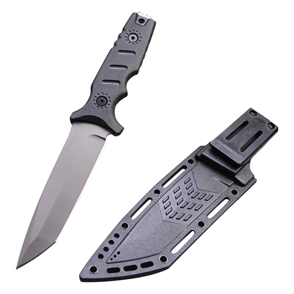 Fixed Blade Tactical Knives with Sheath and Clip, Stainless Steel Survival Hunting Tanto Point Non-Slip Handle Knife for Camping, Hunting, Adventure, Outdoors, EDC(Black)