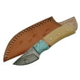 thumbnail image 1 of SANZ 5.5" Hunting & Camping Knife With Bone Handle, Damascus Steel Blade With Leather Sheath, 1 of 1