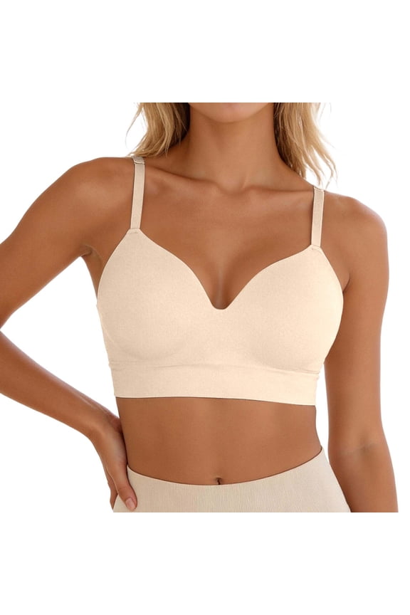 Fixed Cup Support Seamless Comfort Bra For Women With Upward Gather Supportive Design And Form Fitting Large Size