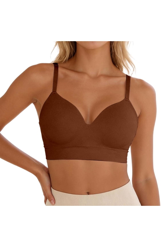 Fixed Cup Support Seamless Comfort Bra For Women With Upward Gather Supportive Design And Form Fitting Large Size