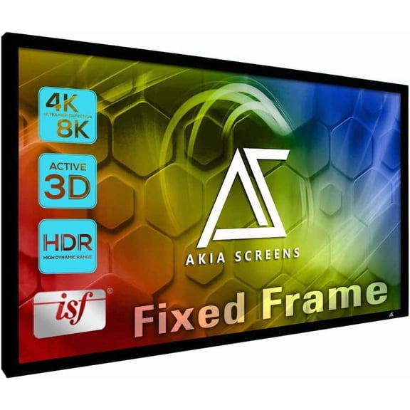 Fixed Frame Projector Screen 110 inch 16:9 8K 4K Ultra HD 3D Ready Wall Mount CINEWHITE UHD-B 110 Projection Screen for Indoor Movie Video Home Theater Cinema Office AK-FF110WH2