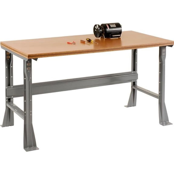 Fixed Height Workbench with Flared Leg, Shop Top Square Edge - Gray - 60 x 36 x 34 in.