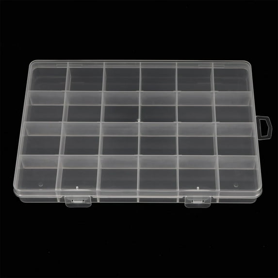 Fixed Plastic Organizer Box,1 Pc Clear 24 Grids Organizer Box,Compartment Storage Container,Visible Storage Box for Craft,Plastic Electronic Component Tool Box
