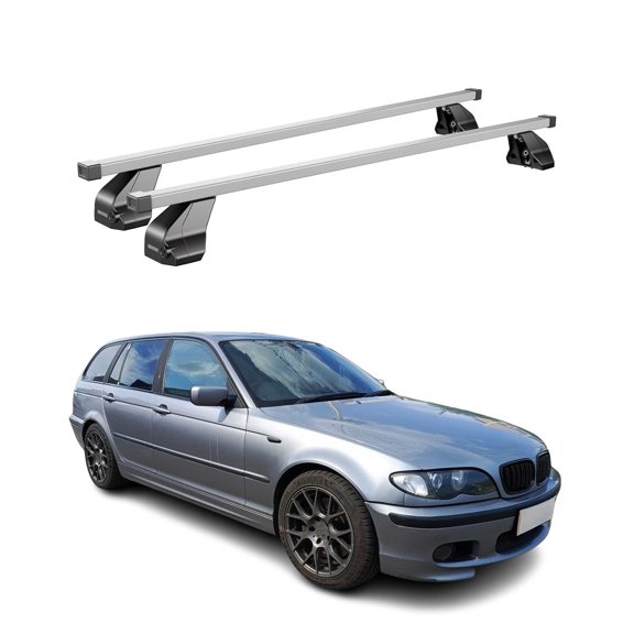 Fix Point Roof Racks Top Cross Bars for BMW 3 Series E46 2000-2006 Steel Gray 2x