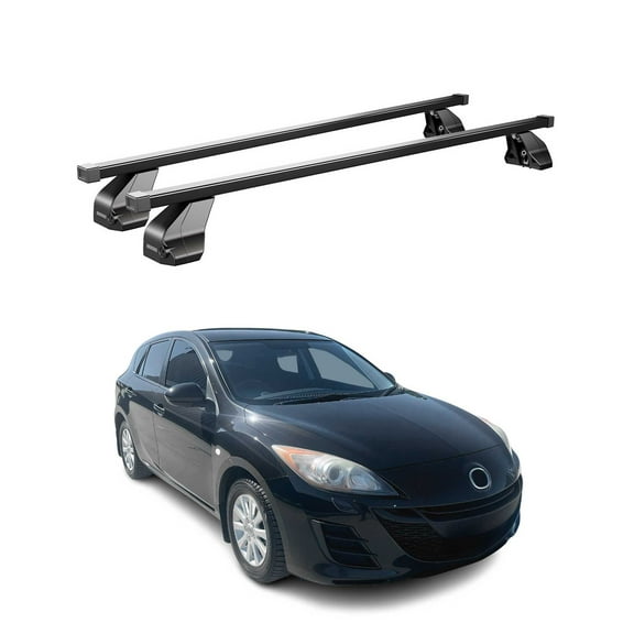 Fix Point Roof Racks Top Cross Bars for Mazda 3 Hatchback 2010-2013 Black 2Pcs