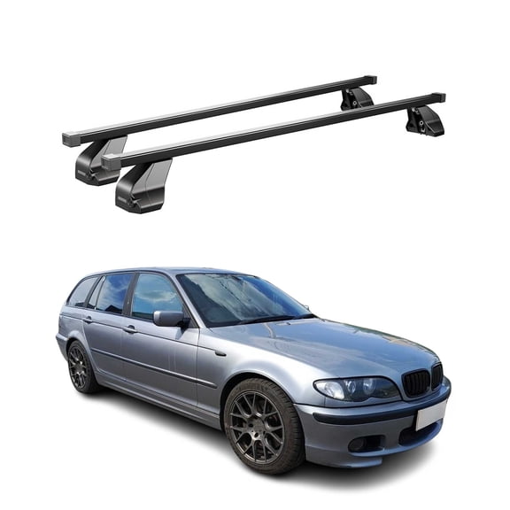 Fix Point Roof Racks Top Cross Bars for BMW 3 Series E46 2000-2006 Steel Black