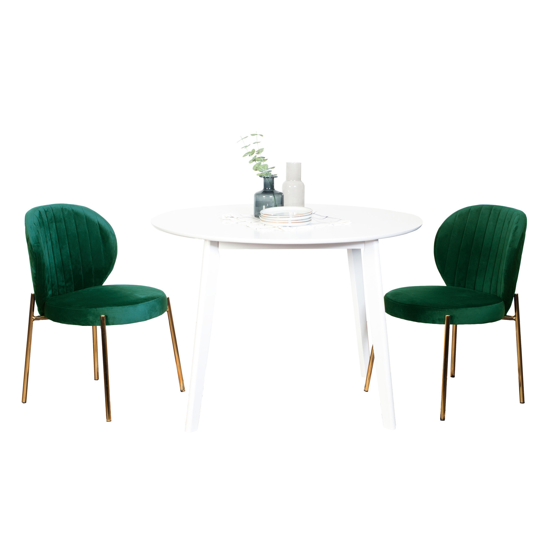 Round Soft Table Fixed Round Table+Soft Velvet Upholstered Chairs”-“Dining Room Use ...