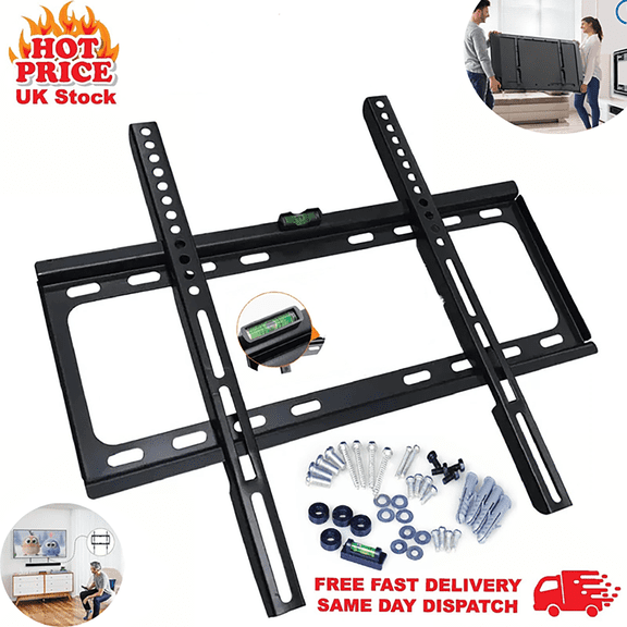 Fixed TV Wall Mount for Most 26-63 inch Flat Panel/Curved TVs,Universal Low Profile Wall Mount TV Bracket for LED LCD OLED VESA 400X400mm up to 110Lbs (26-63 Inch)