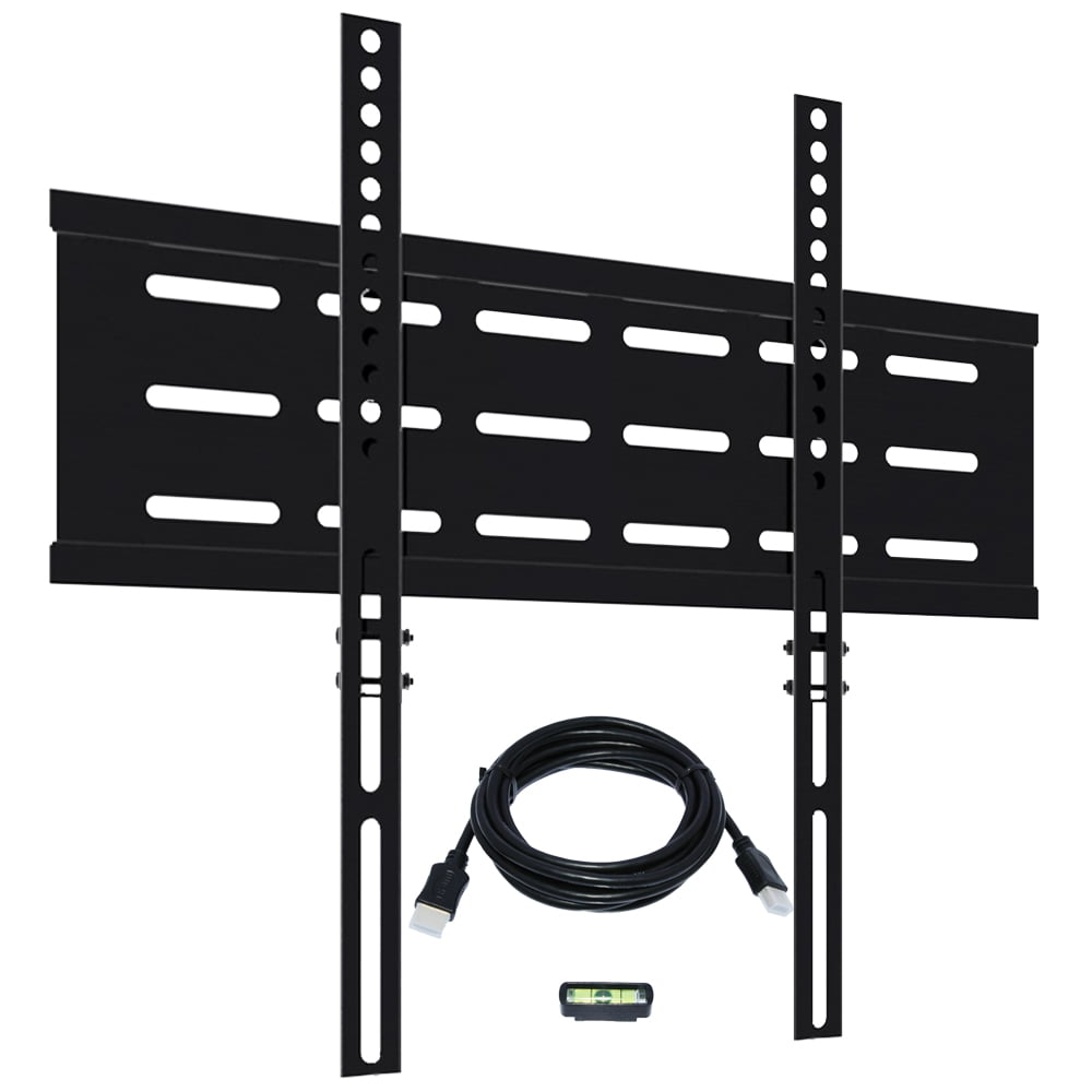 Fixed TV Wall Mount Bracket Low Profile Ultra Slim for 26 - 55" TV's VESA 400 x 400 with 6FT HDMI Cable (KORAMZI KWM1644F-PRO) - Black