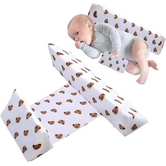 Fixed Wedge Pillow, Side Sleeper Support Cushion for , Adjustable 45-Degree Triangle Design, Breathable & Washable Cover (Bear)