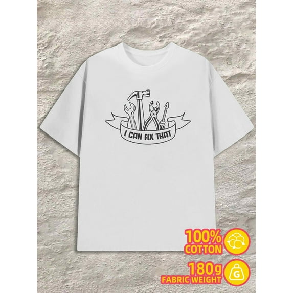 Fixer T-Shirt for men 180G 100% Cotton white Casual Unisex Shirt Graphic tshirts Fashion Unisex Shirt Graphic Tee tshirts Funny Unisex Shirt Graphic Tee tshirts
