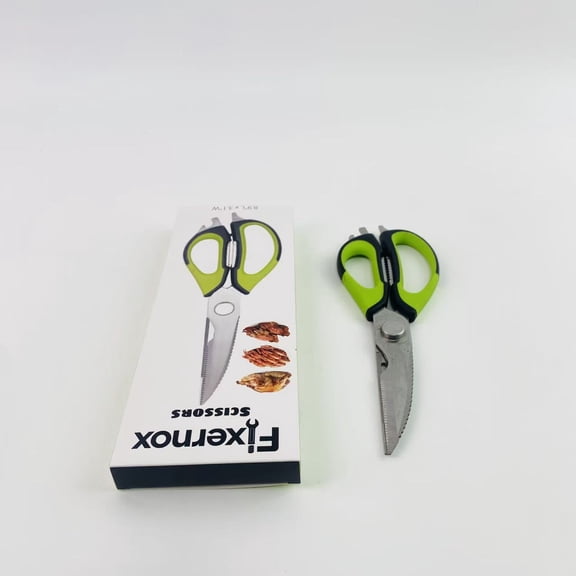 Fixernox Scissors for kitchen use,Multifunction Kitchen Shears Come Apart Dishwasher Safe Food Scissors Heavy Duty 6-In-1, Easy Wash with Magnetic Holder, for Food, Meat (Green)