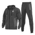 thumbnail image 1 of Fixha Men's Casual Tracksuit Long Sleeve Athletic Hooded Sweatsuits 2 Piece Set Full Zip Running Jogging Suits for Men-Charcoal，4XL, 1 of 5
