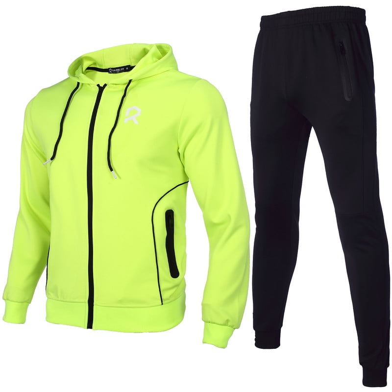 Fixha Men's Casual Tracksuit Long Sleeve Athletic Hooded Sweatsuits 2 Piece Set Full Zip Running